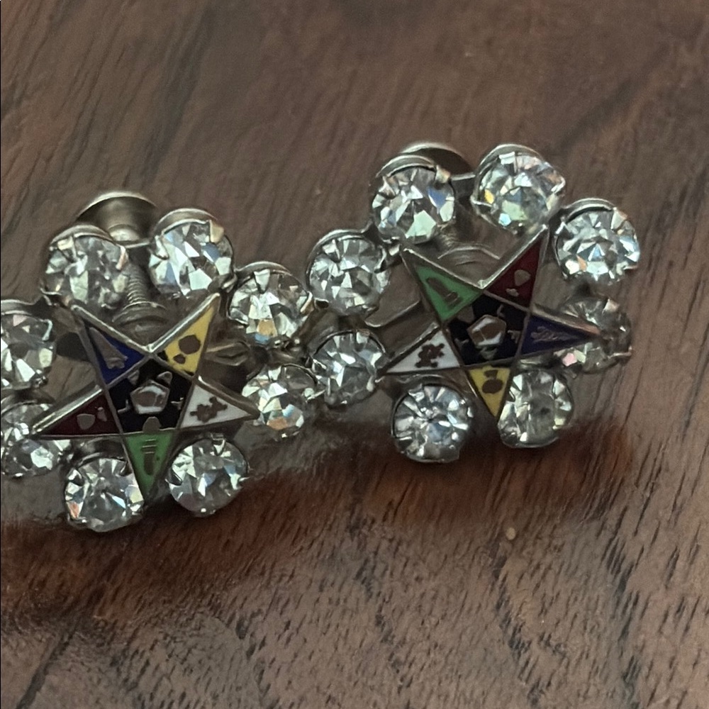 Masonic Star Crystal Earrings
